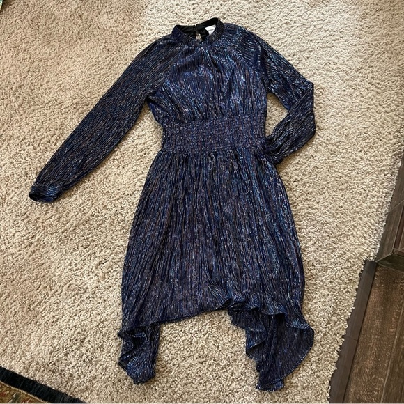 foxiedox Tazanna Shimmer Stripe Long Sleeve Cocktail Dress In Charcoal Multi - Picture 4 of 12